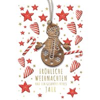 CACTUS Weihnachtskarte, Schneemann, mit Holzapplikation