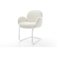 Freischwinger Nube-Flex mit Armlehnen Bouclé Soft Beige Freischwinger flach Weiß Taschenfederkern