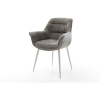 Esszimmerstuhl Kaira-Flex Bouclé Soft Schlamm 4-Fuß konisch Edelstahl