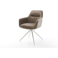 Esszimmerstuhl Pejo-Flex Mikrofaser Taupe Vintage Kreuzgestell konisch Edelstahl Taschenfederkern