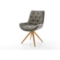 Drehstuhl Taimi-Flex Bouclé Soft Schlamm Holzgestell kantig Natur 360 drehbar