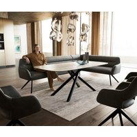 Esszimmerbank Taya-Flex 285x190 cm Mikrofaser Anthrazit Vintage Kreuzgestell kantig Schwarz Taschenfederkern Rechts – Bild 2