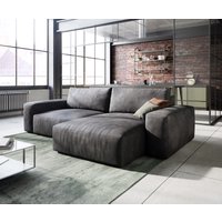 DELIFE Lanzo Ecksofa Lederimitat Anthrazit