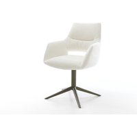 Drehstuhl Yago-Flex mit Armlehnen Bouclé Soft Beige Fußkreuz Effektfinish Titan 360 drehbar Wippfunktion Taschenfederkern