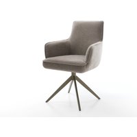Drehstuhl Heira-Flex mit Armlehnen Strukturstoff Soft Taupe Kreuzgestell breit Effektfinish Titan 360 drehbar Wippfunktion Taschenfederkern