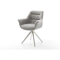 Drehstuhl Kaira-Flex Strukturstoff Soft Grau Kreuzgestell kantig Edelstahl 180 drehbar