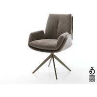 Drehstuhl Clea-Flex Strukturstoff Soft Taupe Kreuzgestell breit Effektfinish Titan 360 drehbar Wippfunktion
