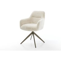 Drehstuhl Pejo-Flex Plüsch Creme-Weiß Kreuzgestell breit Effektfinish Titan 360 drehbar Wippfunktion Taschenfederkern
