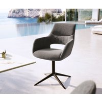 Outdoorstuhl Yago-Flex mit Armlehnen Strukturstoff Graphit Fußkreuz Schwarz 360 drehbar Wippfunktion