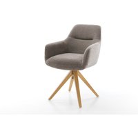 Drehstuhl Pejo-Flex Strukturstoff Soft Taupe Holzgestell kantig Natur 360 drehbar Taschenfederkern – Bild 2