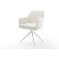 Drehstuhl Greg-Flex Bouclé Soft Beige Kreuzgestell breit Weiß 360 drehbar Wippfunktion Taschenfederkern