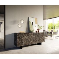 Sideboard Cuor 180 cm Keramik Emperador Extra Lucidato Dunkelbraun 2 Türen 3 Schubfächer Fuß Schwebeoptik Metall Schwarz – Bild 2
