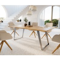 DELIFE Edge Esstisch Eiche Edelstahl