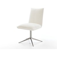 Drehstuhl Lelio-Flex Bouclé Soft Beige Fußkreuz Edelstahl 360 drehbar Wippfunktion Taschenfederkern