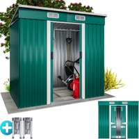 Gardebruk Geräteschuppen Grün 200x125x180cm 2m Stauraum verzinkt Schiebetür 4 Haken