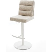 Barstuhl Pela-Flex Webstoff Soft Beige Drehfuß höhenverstellbar Metall Weiß