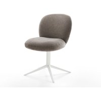Drehstuhl Nube-Flex Strukturstoff Soft Taupe Fußkreuz Weiß 360 drehbar Wippfunktion Taschenfederkern – Bild 2
