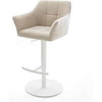 Barstuhl Yulo-Flex Webstoff Soft Beige Drehfuß höhenverstellbar Metall Weiß