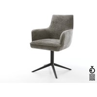 Drehstuhl Heira-Flex mit Armlehnen Bouclé Soft Schlamm Fußkreuz Schwarz 360 drehbar Wippfunktion Taschenfederkern – Bild 2