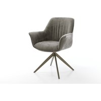 Drehstuhl Keila-Flex mit Armlehnen Bouclé Soft Schlamm Kreuzgestell breit Effektfinish Titan 360 drehbar Wippfunktion