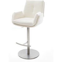 Barstuhl Clea-Flex Bouclé Soft Beige Drehfuß höhenverstellbar Edelstahl Silberfarben