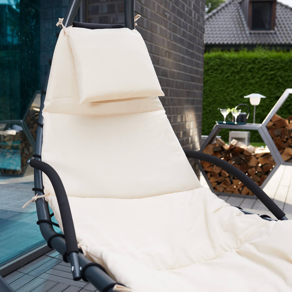 Schwebeliege mit Sonnendach SAN REMO - Anthrazit/Beige – Bild 5