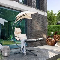 Schwebeliege mit Sonnendach SAN REMO - Anthrazit/Beige