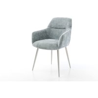 Esszimmerstuhl Pejo-Flex Chenille Pastellblau 4-Fuß konisch Edelstahl Taschenfederkern