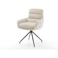 Esszimmerstuhl Abelia-Flex mit Armlehnen Cord Beige Kreuzgestell konisch Schwarz