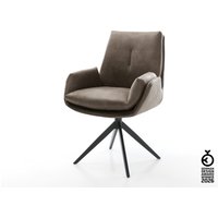 Drehstuhl Clea-Flex Mikrofaser Taupe Vintage Kreuzgestell breit Schwarz 360 drehbar Wippfunktion
