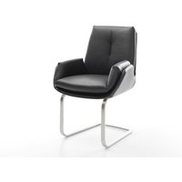 Freischwinger Clea-Flex Echt-Leder Schwarz Freischwinger flach Edelstahl – Bild 2