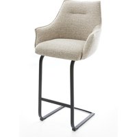 Barstuhl Alja-Flex Webstoff Soft Beige Freischwinger Flach Metall Schwarz Taschenfederkern