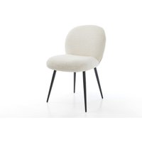 Esszimmerstuhl Nube-Flex Bouclé Weiß 4-Fuß konisch Schwarz Taschenfederkern – Bild 2