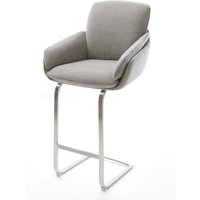 Barstuhl Luan-Flex Strukturstoff Soft Grau Freischwinger Flach Edelstahl Silberfarben