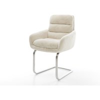 Freischwinger Abelia-Flex mit Armlehnen Plüsch Creme-Weiß Freischwinger flach Edelstahl