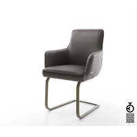 Freischwinger Heira-Flex mit Armlehnen Mikrofaser Anthrazit Vintage Freischwinger flach Effektfinish Titan Taschenfederkern