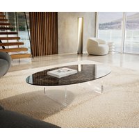 Couchtisch Edge Oval 140x80 cm Keramik Emperador Extra Lucidato Dunkelbraun Lumia Acryl