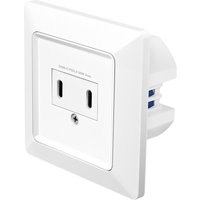 LogiLink Unterputz-Steckdose, 2x USB-C Kupplung, PD, weiß – Bild 2