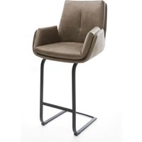 Barstuhl Clea-Flex Mikrofaser Taupe Vintage Freischwinger Flach Metall Schwarz