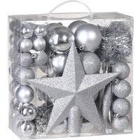 Deuba Weihnachtskugeln Silber 77 tlg in matt glänzend & glitzernd