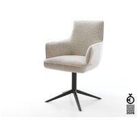 Drehstuhl Heira-Flex mit Armlehnen Webstoff Soft Beige Fußkreuz Schwarz 360 drehbar Wippfunktion Taschenfederkern
