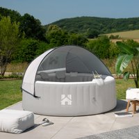 Outdoor Whirlpool inkl. Kissen, Getränkehalter und Sonnendach SPLASH - Ø208 cm 6 Personen Grau – Bild 2
