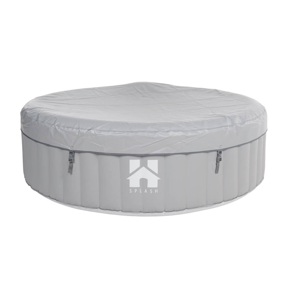Outdoor Whirlpool inkl. Kissen, Getränkehalter und Sonnendach SPLASH - Ø208 cm 6 Personen Grau – Bild 4