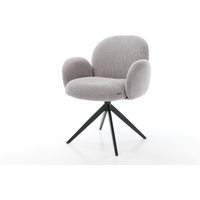 Drehstuhl Nube-Flex mit Armlehnen Cord Silbergrau Kreuzgestell breit Schwarz 360 drehbar Taschenfederkern