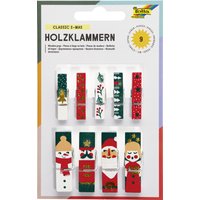 folia Holzklammern mit Druck, XMas II