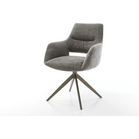 Drehstuhl Yago-Flex mit Armlehnen Bouclé Soft Schlamm Kreuzgestell breit Effektfinish Titan 360 drehbar Wippfunktion Taschenfederkern