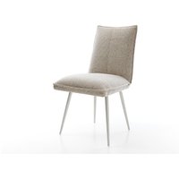 Esszimmerstuhl Lelio-Flex Webstoff Soft Beige 4-Fuß konisch Edelstahl Taschenfederkern