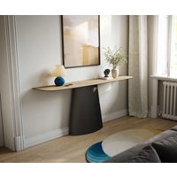 Konsolentisch Edge Boot 180x40 cm Keramik Laminam Sabbia Eichefarbig Conos Metall Schwarz – Bild 2