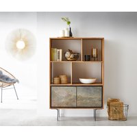 Highboard Juwelo 88x135 cm Akazie Natur mit Steinfurnier – Bild 2