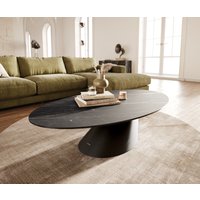 Couchtisch Edge Oval 140x80 cm Keramik Laminam Noir Desir Braun Conis Metall Schwarz